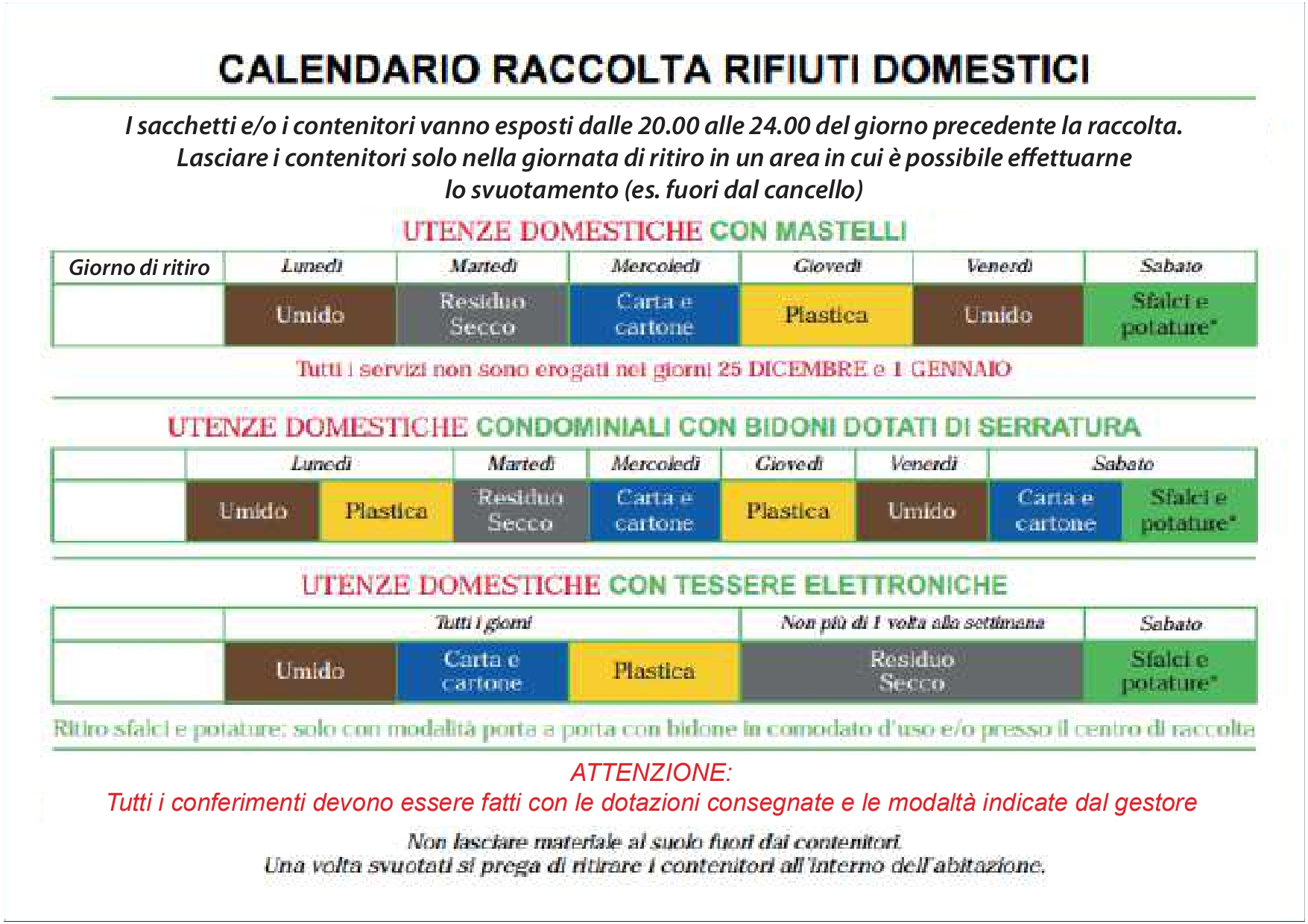 Raccolta differenziata utenze domestiche / Servizi / Home Page