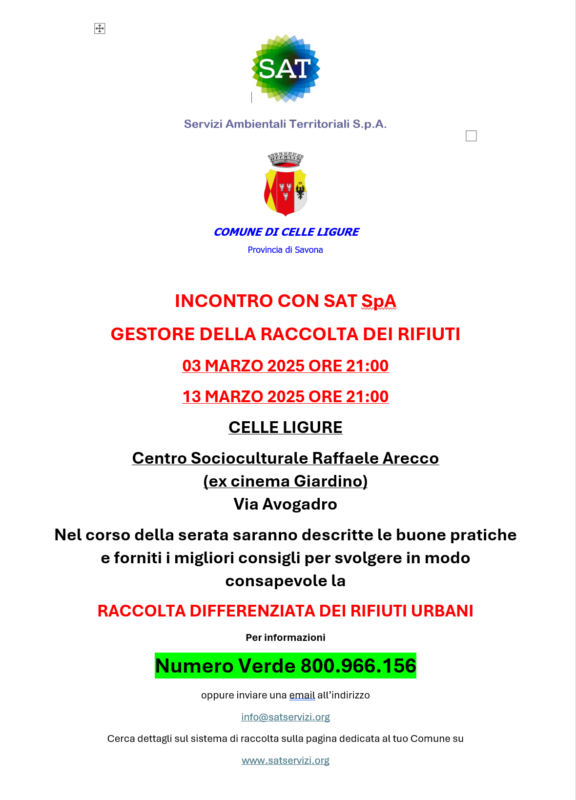 Celle Ligure incontri con SAT